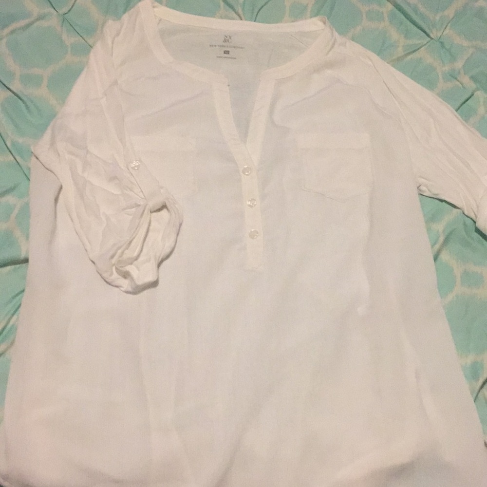 NY & Co white 3/4 sleeve blouse